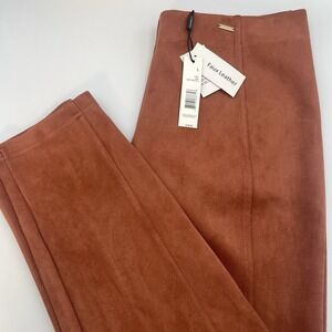 NWT Tahari Faux Suede Pull On Ankle Pants Burnt Terracotta Large‎ 33x27 Mid-rise